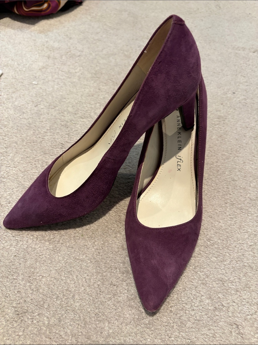 Anne Klein Deep Plum Suede Pointed Pump